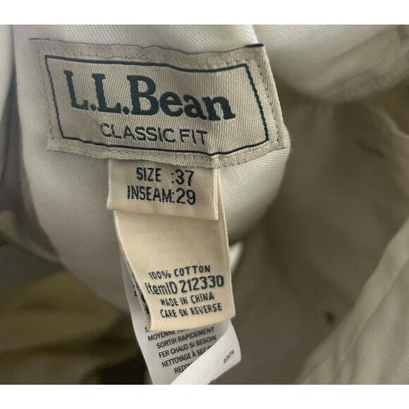 LL Bean Mens 37 Wrinkle Free Chino Pants Flat Front Light Khaki Classic Preppy - Picture 4 of 7